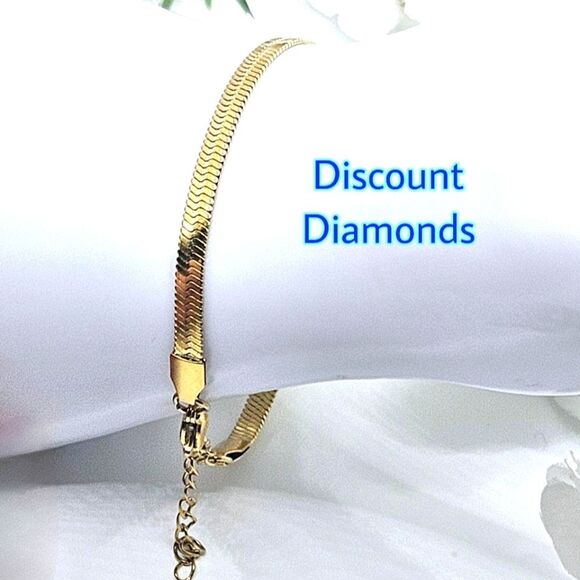 18K Yellow Gold on Titanium Steel Snake Design Bracelet - Picture 4 of 8